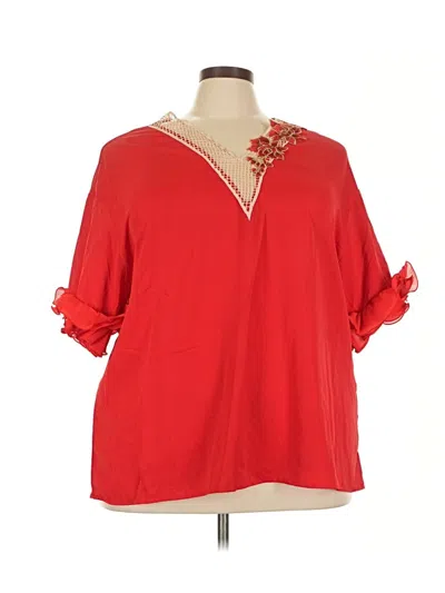 Pre-owned Shein Curve 3/4 Sleeve Blouse In Red