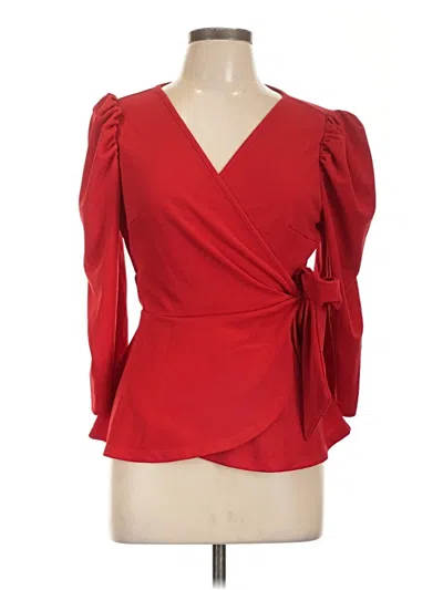 Pre-owned Shein Curve 3/4 Sleeve Blouse In Red