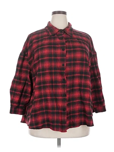 Pre-owned Shein Curve 3/4 Sleeve Blouse In Red