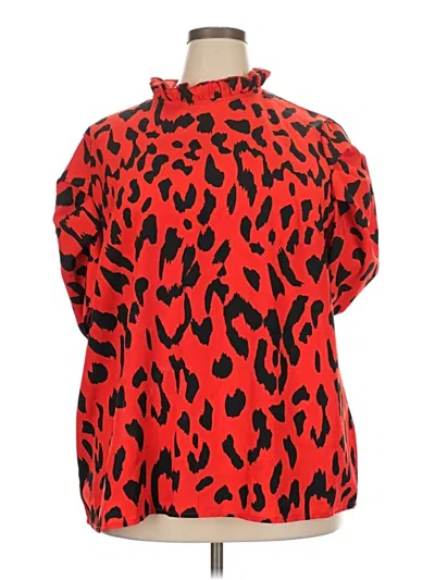 Pre-owned Shein Curve 3/4 Sleeve Blouse In Red