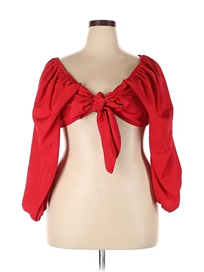 Pre-owned Shein Curve 3/4 Sleeve Blouse In Red