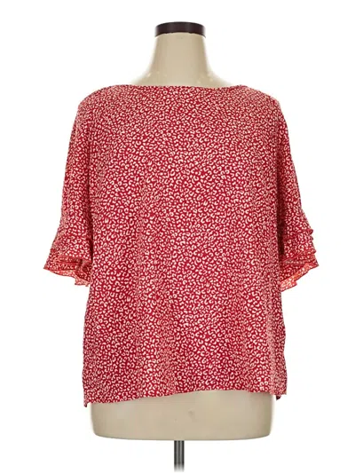 Pre-owned Shein Curve 3/4 Sleeve Blouse In Red