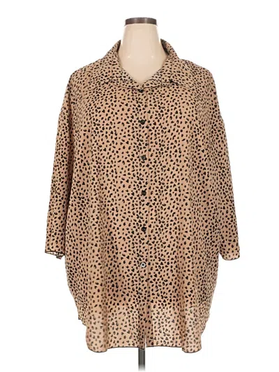 Pre-owned Shein Curve 3/4 Sleeve Blouse In Tan