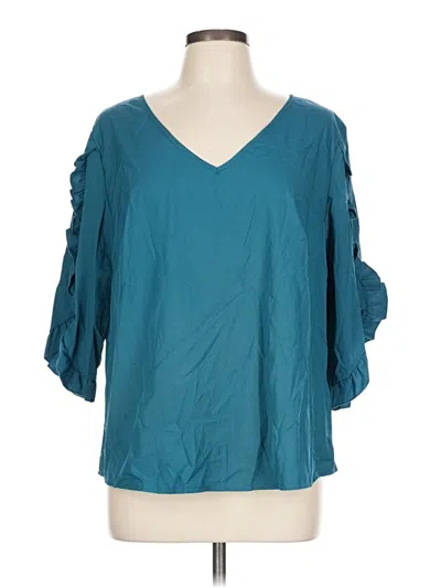 Pre-owned Shein Curve 3/4 Sleeve Blouse In Teal