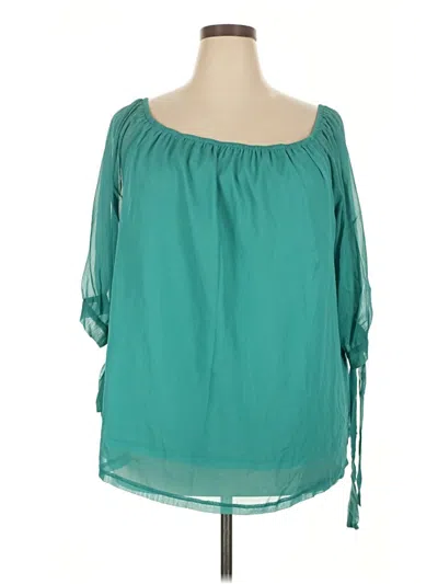 Pre-owned Shein Curve 3/4 Sleeve Blouse In Teal