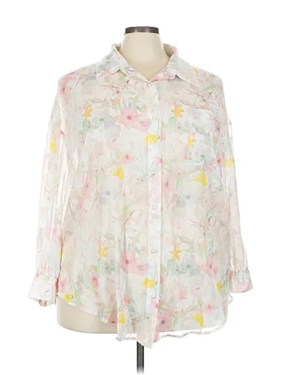 Pre-owned Shein Curve 3/4 Sleeve Blouse In White