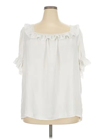 Pre-owned Shein Curve 3/4 Sleeve Blouse In White