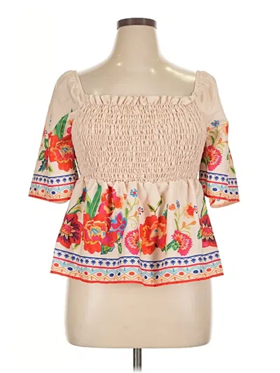 Pre-owned Shein Curve 3/4 Sleeve Blouse In White