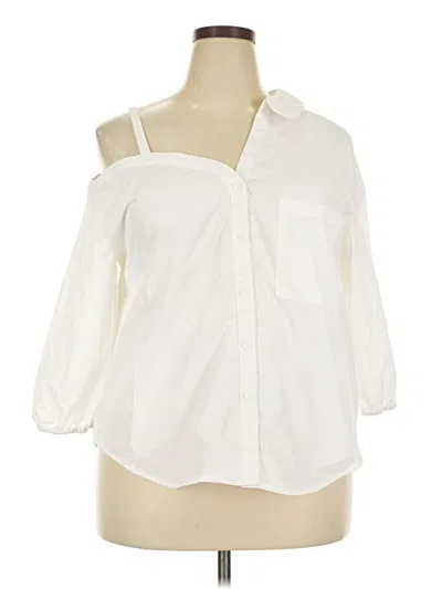 Pre-owned Shein Curve 3/4 Sleeve Blouse In White