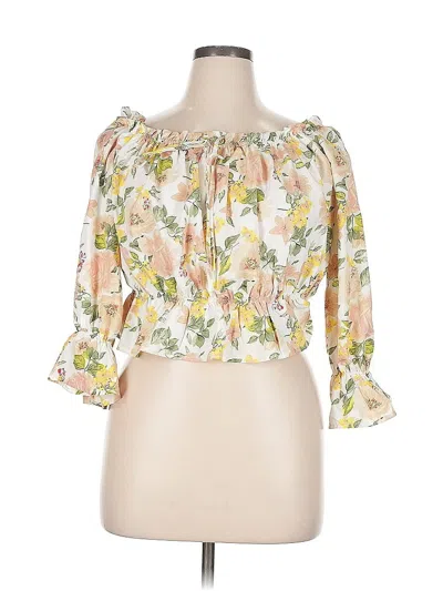 Pre-owned Shein Curve 3/4 Sleeve Blouse In Yellow