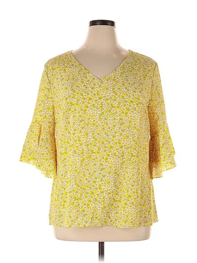 Pre-owned Shein Curve 3/4 Sleeve Blouse In Yellow