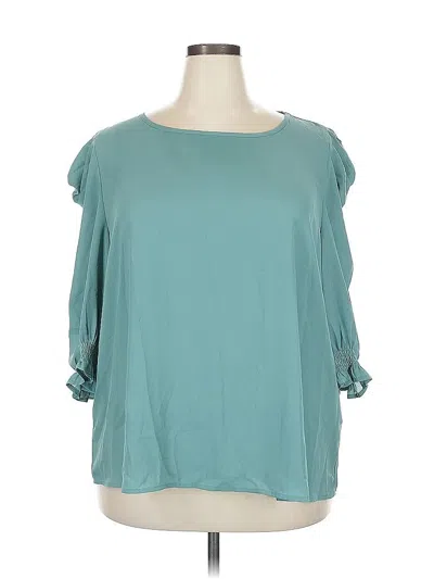 Pre-owned Shein Curve 3/4 Sleeve T-shirt In Blue