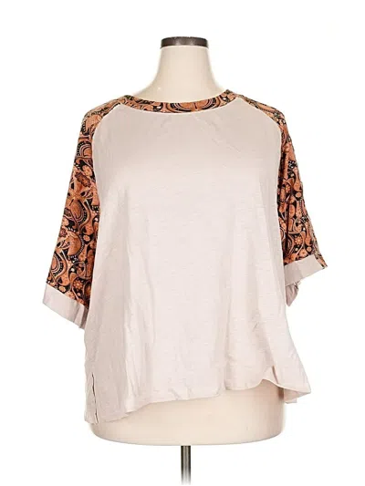 Pre-owned Shein Curve 3/4 Sleeve T-shirt In Brown