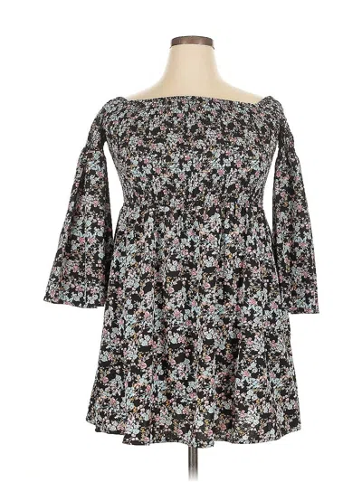 Pre-owned Shein Curve 3/4 Sleeve Top Black Boatneck Tops