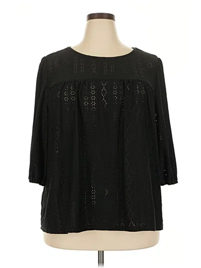 Pre-owned Shein Curve 3/4 Sleeve Top Black Boatneck Tops