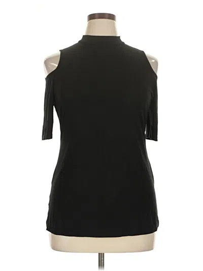 Pre-owned Shein Curve 3/4 Sleeve Top Black Cold Shoulder Neckline Tops