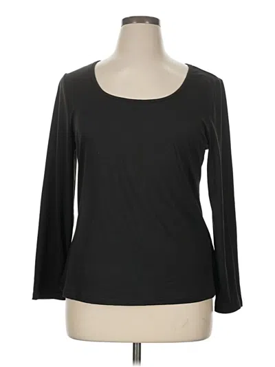 Pre-owned Shein Curve 3/4 Sleeve Top Black Scoop Neck Tops