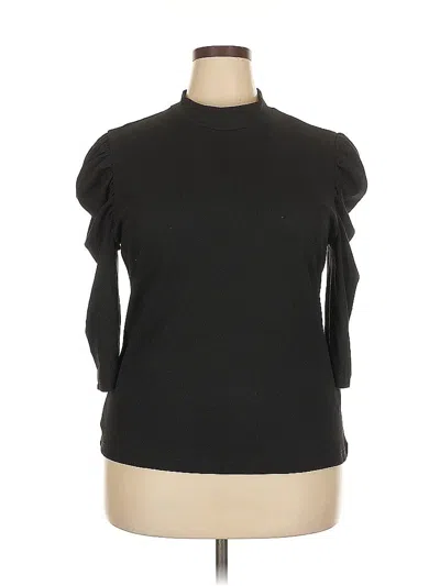 Pre-owned Shein Curve 3/4 Sleeve Top Black Turtleneck Tops