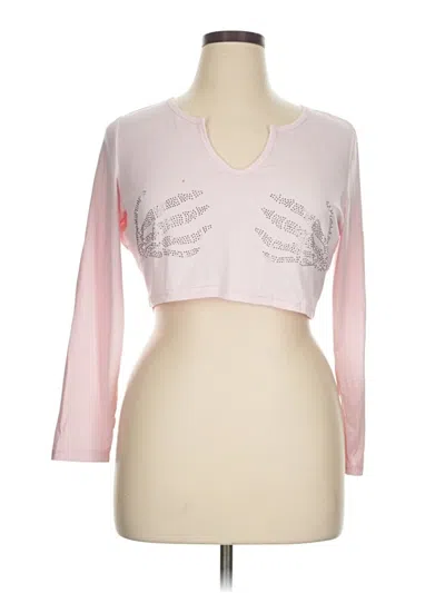 Pre-owned Shein Curve 3/4 Sleeve Top Pink Sweetheart Neckline Tops