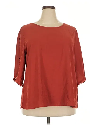 Pre-owned Shein Curve 3/4 Sleeve Top Red Boatneck Tops