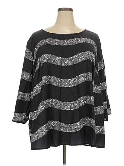 Pre-owned Shein Curve 3/4 Sleeve Top Silver Boatneck Tops