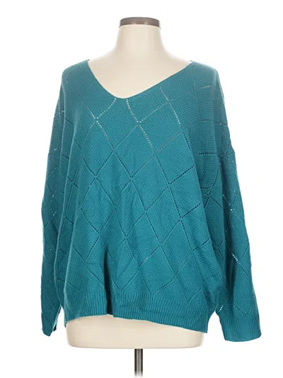 Pre-owned Shein Curve 3/4 Sleeve T-shirt In Blue