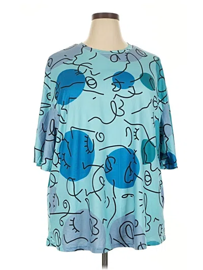 Pre-owned Shein Curve 3/4 Sleeve T-shirt In Blue
