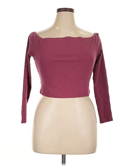 Pre-owned Shein Curve 3/4 Sleeve T-shirt In Burgundy