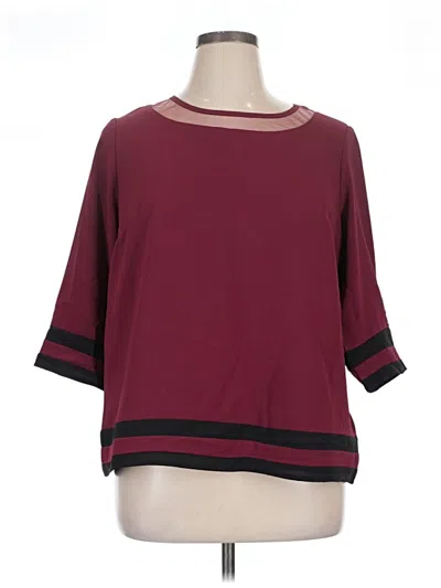 Pre-owned Shein Curve 3/4 Sleeve T-shirt In Burgundy