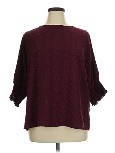 Pre-owned Shein Curve 3/4 Sleeve T-shirt In Burgundy