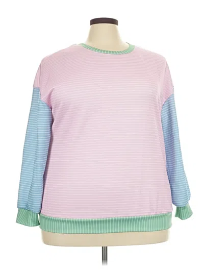Pre-owned Shein Curve 3/4 Sleeve T-shirt In Pink