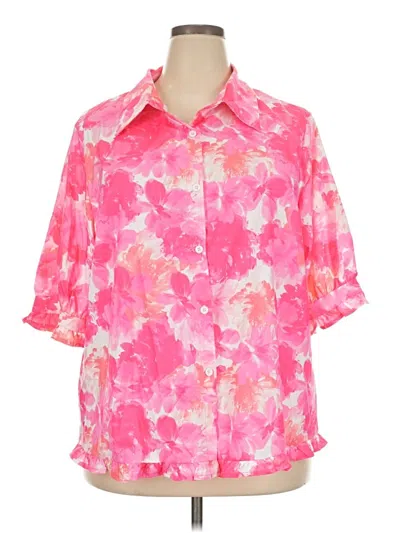 Pre-owned Shein Curve 3/4 Sleeve T-shirt In Pink