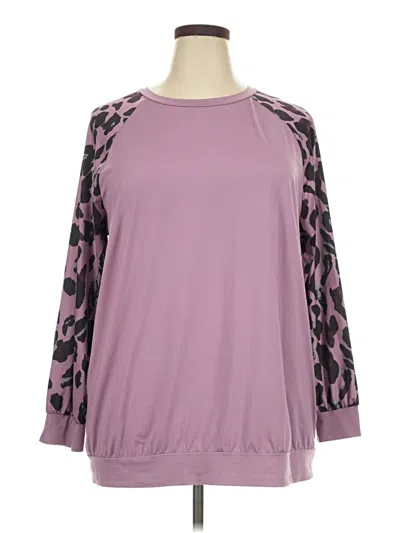 Pre-owned Shein Curve 3/4 Sleeve T-shirt In Purple