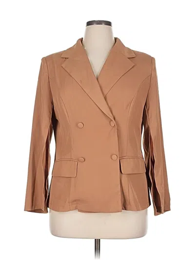 Pre-owned Shein Curve Blazer Jacket In Brown