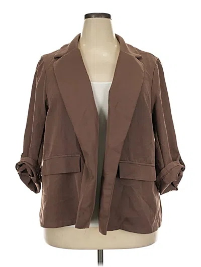 Pre-owned Shein Curve Blazer Jacket In Brown