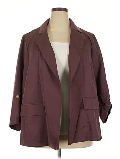 Pre-owned Shein Curve Blazer Jacket In Burgundy