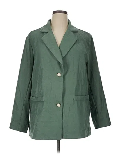 Pre-owned Shein Curve Blazer Jacket In Green