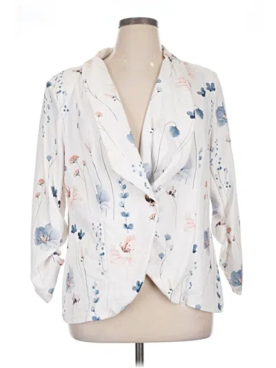 Pre-owned Shein Curve Blazer Jacket In White