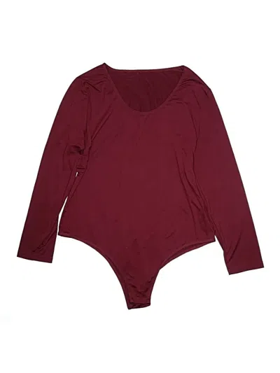 Pre-owned Shein Curve Bodysuit In Burgundy