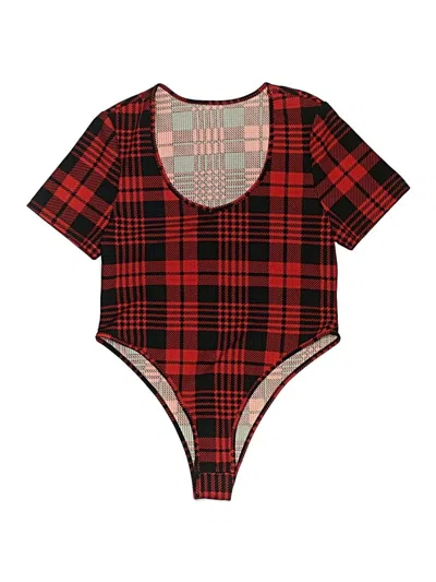 Pre-owned Shein Curve Bodysuit In Red