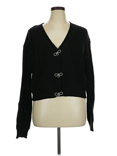 Pre-owned Shein Curve Cardigan Sweater In Black