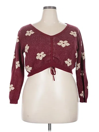 Pre-owned Shein Curve Cardigan Sweater In Burgundy