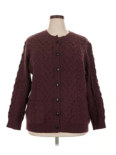 Pre-owned Shein Curve Cardigan Sweater In Burgundy