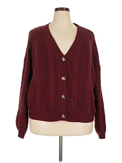 Pre-owned Shein Curve Cardigan Sweater In Burgundy