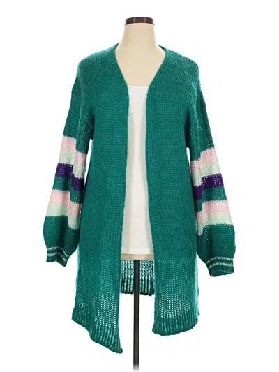 Pre-owned Shein Curve Cardigan Sweater In Green