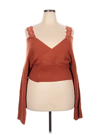 Pre-owned Shein Curve Cardigan Sweater In Orange