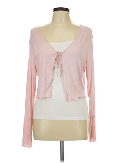 Pre-owned Shein Curve Cardigan Sweater In Pink