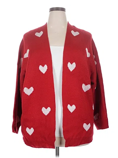 Pre-owned Shein Curve Cardigan Sweater In Red