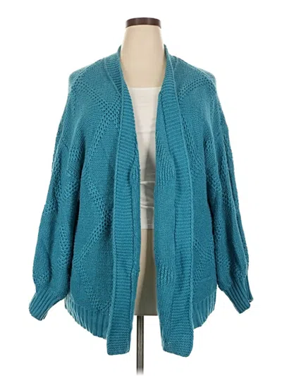 Pre-owned Shein Curve Cardigan Sweater In Teal