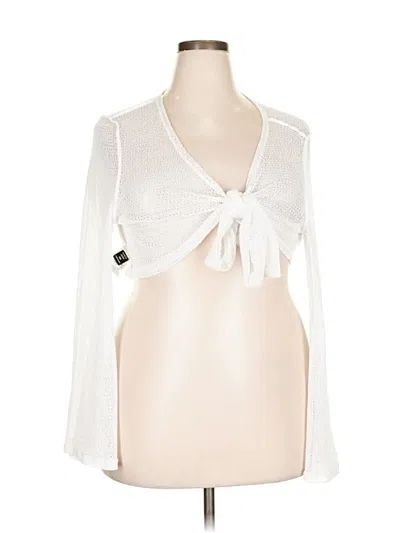 Pre-owned Shein Curve Cardigan Sweater In White